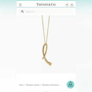 Authentic Tiffany & Co. Elsa Peretti letter “L” pendant